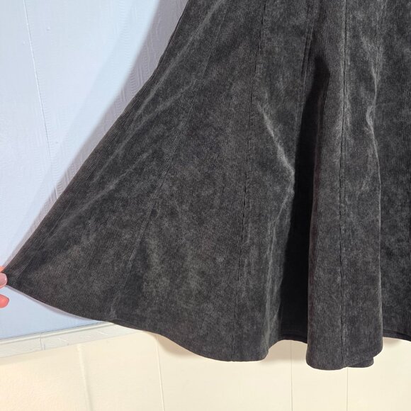Christopher & Banks 12 Petite Black Corduroy Flowy Midi Skirt - Picture 2 of 10